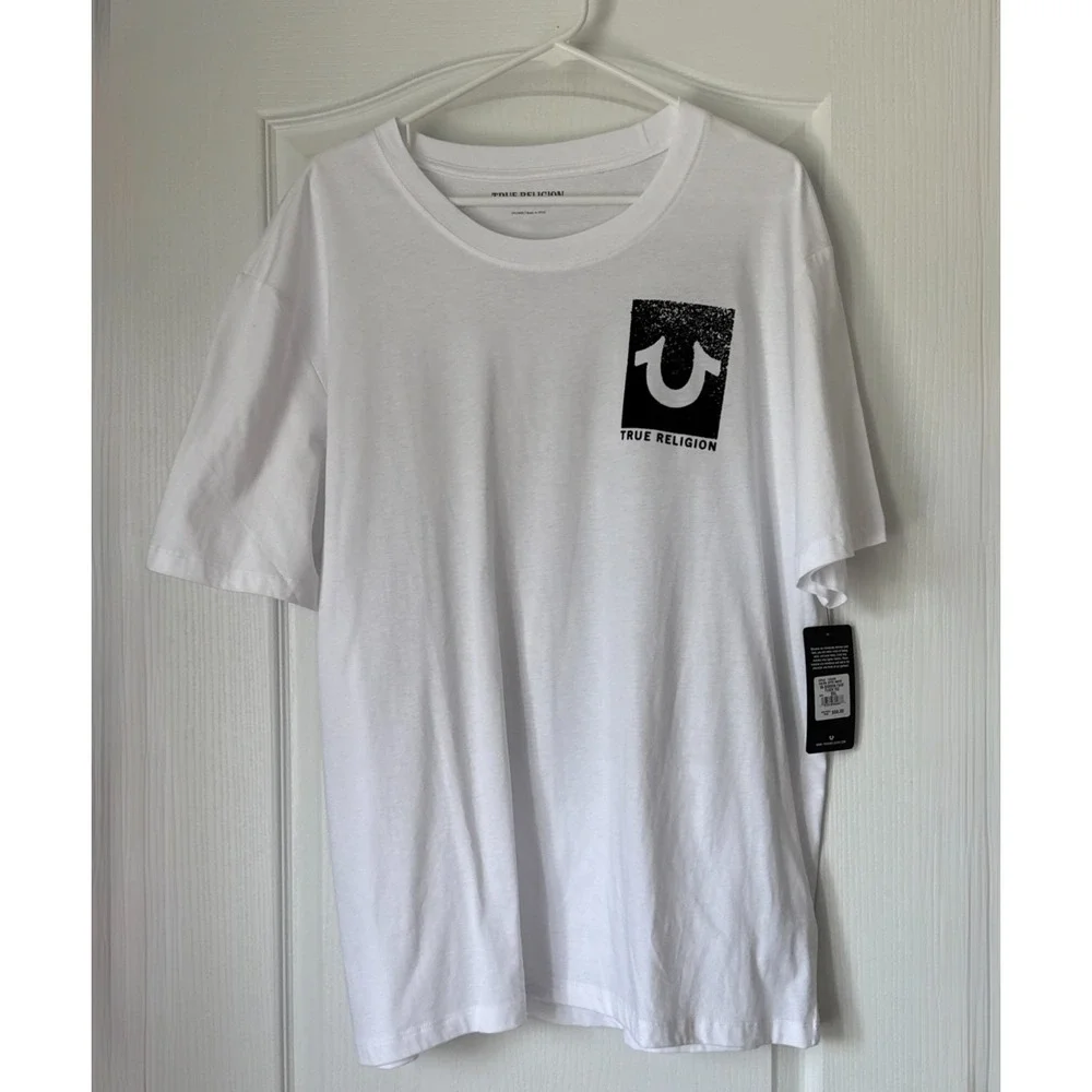 True Religion Short Sleeve Tee Shirt 2XL 100% Cotton Optic White Buddha Face